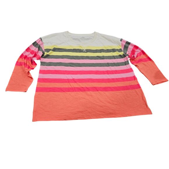 T by Talbots Tops - T by Talbots Stripe Tee 1X Dopamine Coastal Spring Teacher Capsule Plus Size